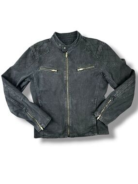Matchstick Union Charcoal Grey Denim Moto Jacket Japanese Denim Y2K EUC